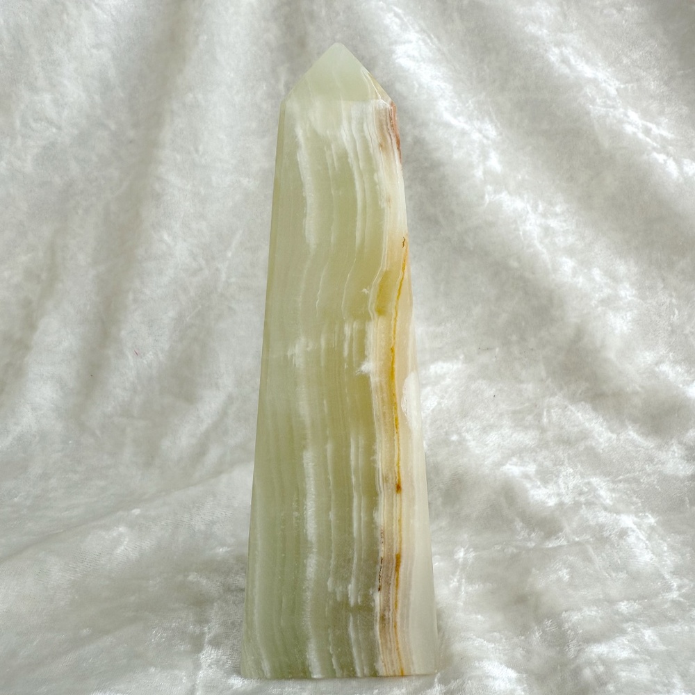 Natural Green Onyx Obelisk Tower - 6 inches